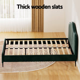 Artiss Bed Frame Queen Size Velvet Dark Green OLAN - 45-Degree Angle