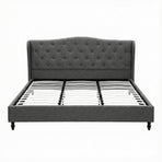 Artiss King Bed Frame with Wingback Headboard Grey Linen Upholstered Platform Bed Base