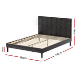 Artiss Bed Frame Double Size LED Black RAVI - Front View