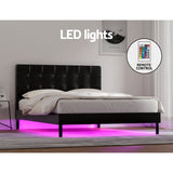 Artiss Bed Frame Double Size LED Black RAVI - 45-Degree Angle