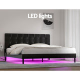 Artiss Bed Frame King Size LED Black RAVI - 45-Degree Angle