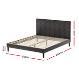Artiss Bed Frame Queen Size LED Black RAVI - Front View