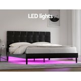 Artiss Bed Frame Queen Size LED Black RAVI - 45-Degree Angle