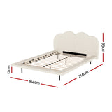 Artiss Bed Frame Queen Size Boucle Beige SASA - Front View