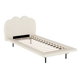 Artiss Bed Frame Single Size Boucle Beige SASA - Close-Up Angle