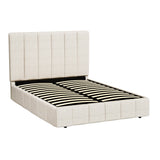 Artiss Bed Frame Double Size Beige TETTE - Close-Up Angle