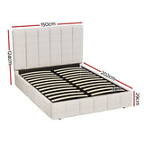 Artiss Bed Frame Double Size Beige TETTE - Front View