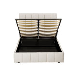 Artiss Bed Frame Double Size Beige TETTE - Side View