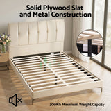 Artiss Double Bed Frame Upholstered Platform Bed with Tufted Headboard 300kg Support - Rear View