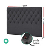 Artiss Bed Head Headboard King Size Fabric - CAPPI Charcoal - Front View