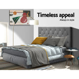 Artiss Bed Head Headboard King Single Size Fabric - CAPPI Grey - Rear View