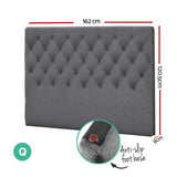 Artiss Bed Head Headboard Queen Size Fabric - CAPPI Grey - Front View