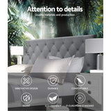 Artiss Bed Head Headboard Queen Size Fabric - CAPPI Grey - Side View