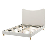 Artiss Double Bed Frame with Boucle Headboard, Beige, 300kg Capacity - Front View