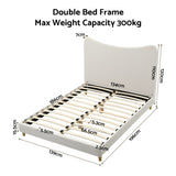 Artiss Double Bed Frame with Boucle Headboard, Beige, 300kg Capacity - Side View