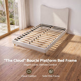 Artiss Double Bed Frame with Boucle Headboard, Beige, 300kg Capacity - 45-Degree Angle