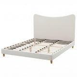 Artiss King Bed Frame with Boucle Headboard, Beige, 300kg Capacity - Front View