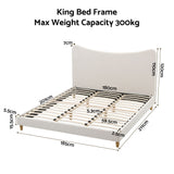 Artiss King Bed Frame with Boucle Headboard, Beige, 300kg Capacity - Side View