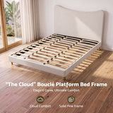 Artiss King Bed Frame with Boucle Headboard, Beige, 300kg Capacity - 45-Degree Angle