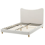 Artiss Queen Bed Frame with Boucle Headboard, Beige, 300kg Capacity - Front View