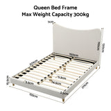 Artiss Queen Bed Frame with Boucle Headboard, Beige, 300kg Capacity - Side View