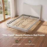 Artiss Queen Bed Frame with Boucle Headboard, Beige, 300kg Capacity - 45-Degree Angle