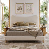 Artiss Queen Bed Frame with Boucle Headboard, Beige, 300kg Capacity - Extra Image