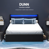 Artiss Bed Frame Double Size LED with 4 Drawers Black DUNN - Top-Down View