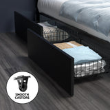 Artiss Bed Frame Double Size LED with 4 Drawers Black DUNN - Rear View