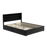 Artiss Bed Frame Queen Size LED with 4 Drawers Black DUNN - Close-Up Angle