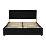 Artiss Bed Frame Queen Size LED with 4 Drawers Black DUNN - Side View