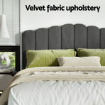 Artiss Bed Frame King Size Velvet Grey FION, image 5