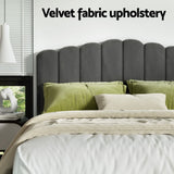 Artiss Bed Frame King Size Velvet Grey FION - 45-Degree Angle