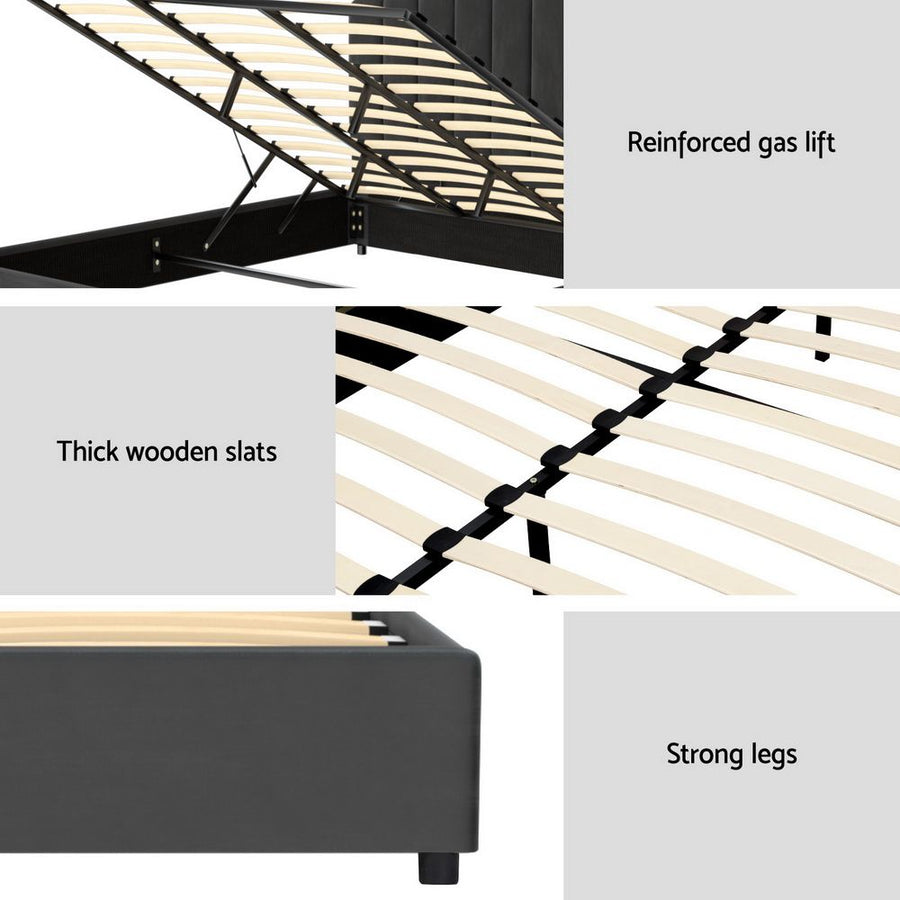 Artiss Bed Frame King Size Velvet Grey FION, image 6