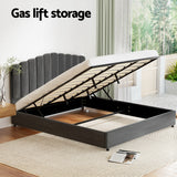 Artiss Bed Frame King Size Velvet Grey FION - Top-Down View