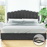 Artiss Bed Frame King Size Velvet Grey FION - Close-Up Angle