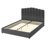 Artiss Bed Frame Queen Size Velvet Grey FION - Side View