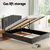Artiss Bed Frame Queen Size Velvet Grey FION - Top-Down View