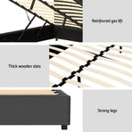 Artiss Bed Frame Queen Size Velvet Grey FION, image 6