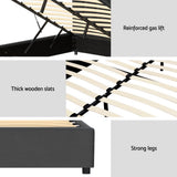 Artiss Bed Frame Queen Size Velvet Grey FION - Rear View