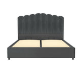 Artiss Bed Frame Queen Size Velvet Grey FION - Close-Up Angle