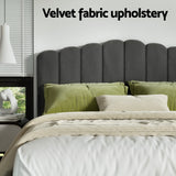 Artiss Bed Frame Queen Size Velvet Grey FION - 45-Degree Angle
