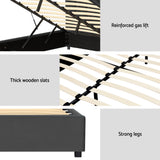 Artiss Bed Frame Queen Size Velvet Grey FION - Rear View