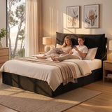 Artiss Queen Bed Frame with Horizontal Gas Lift Storage with LED Light USB Type-C Charging Station Black Velvet - Extra Image