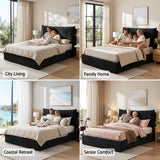Artiss Queen Bed Frame with Horizontal Gas Lift Storage with LED Light USB Type-C Charging Station Black Velvet - Extra Image