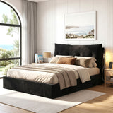 Artiss Queen Bed Frame with Horizontal Gas Lift Storage with LED Light USB Type-C Charging Station Black Velvet - Extra Image