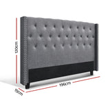 Artiss Bed Head Headboard King Size Fabric - LUCA Grey - Front View