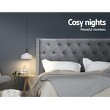 Artiss Bed Head Headboard King Size Fabric - LUCA Grey - Rear View
