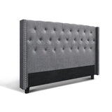 Artiss Bed Head Headboard King Size Fabric - LUCA Grey - Close-Up Angle