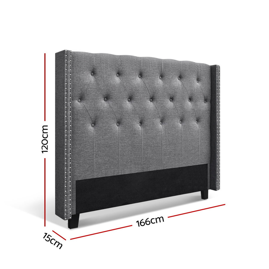 Artiss Bed Head Headboard Queen Size Fabric - LUCA Grey